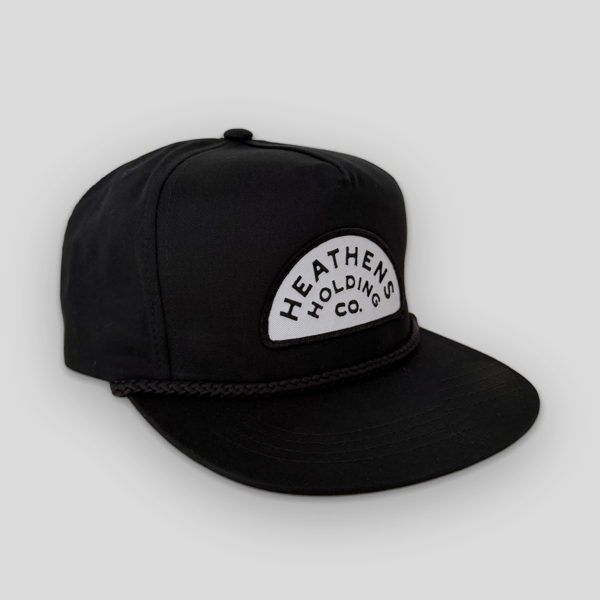 Arched Rope Patch Snapback - Black/White