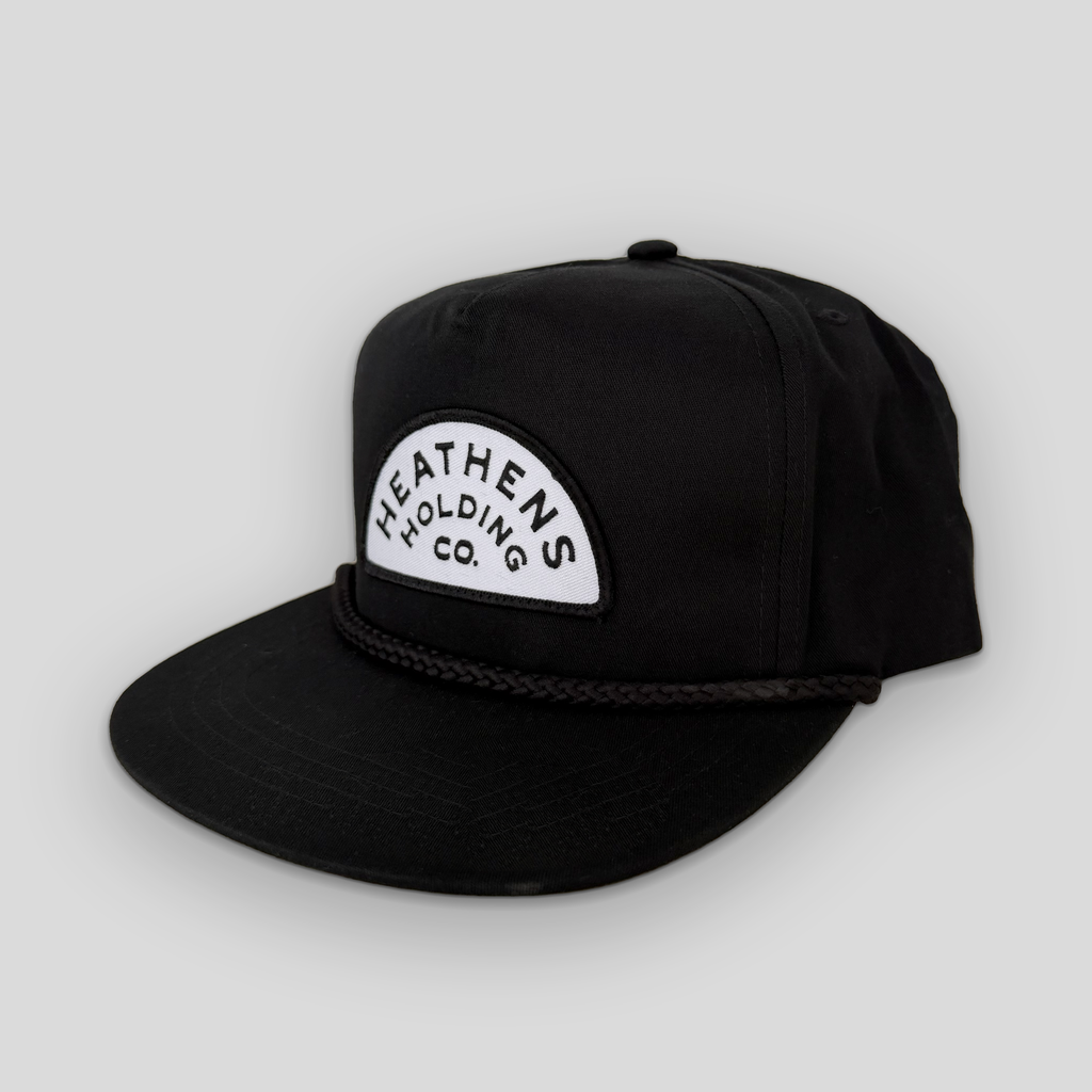 Arched Rope Patch Snapback - Black/White